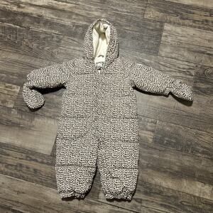 Baby Gap Animal Print Snowsuit Puffer 12-18 months Hooded Leopard Fleece Lined